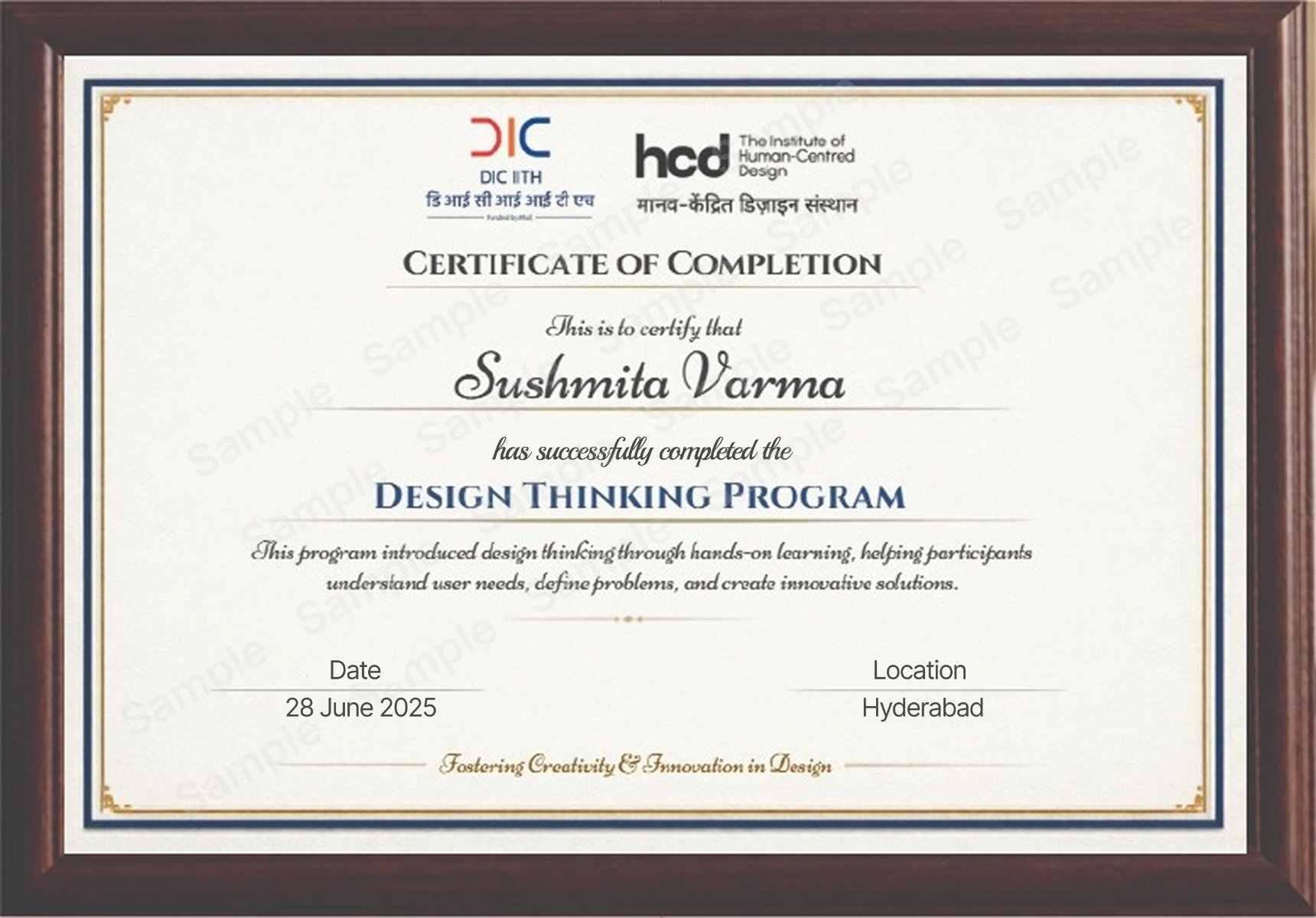 IIT Hyderabad DIC certificate