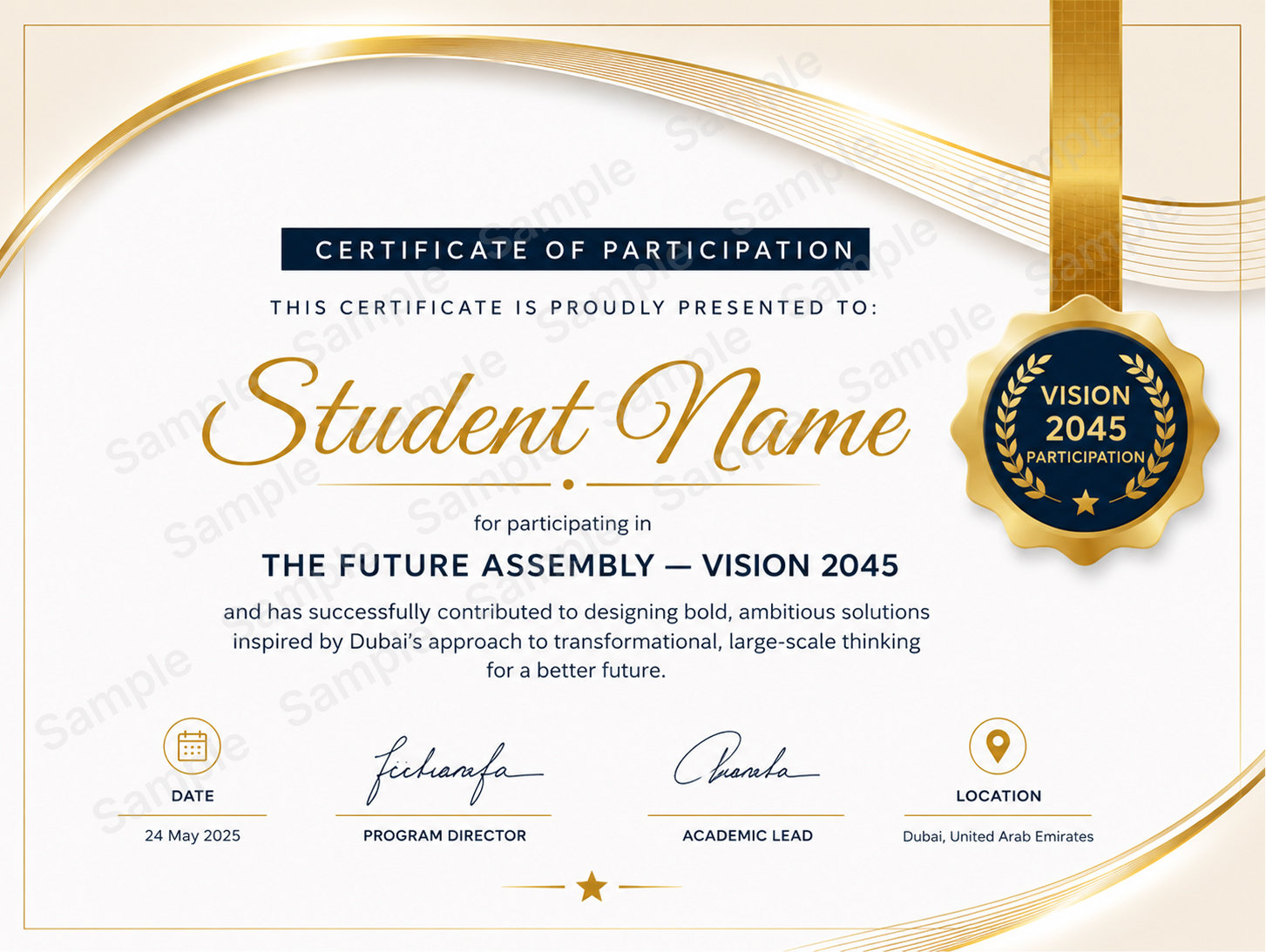 Future Assembly Vision 2045 certificate