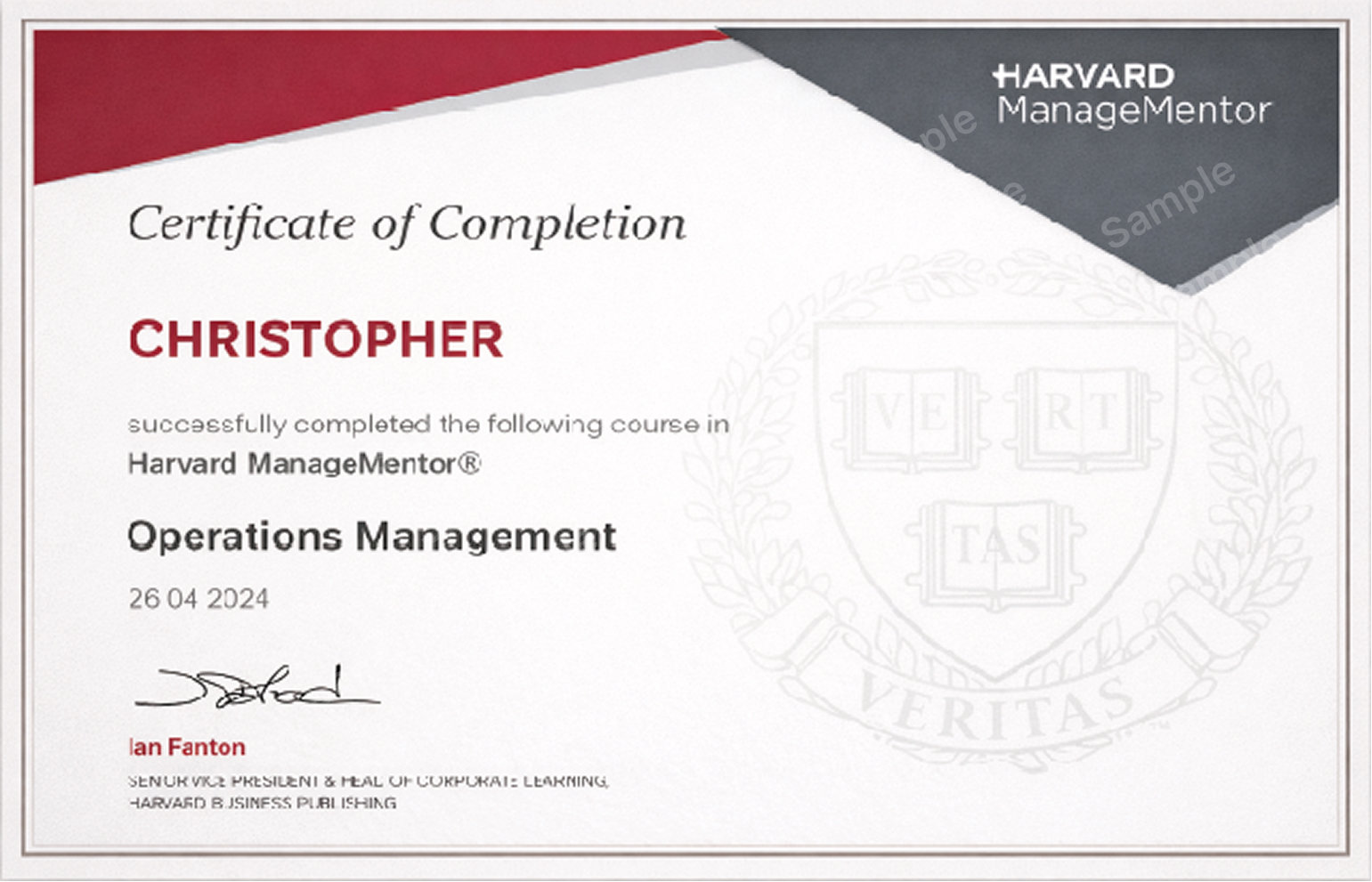 Harvard ManageMentor operations management certificate