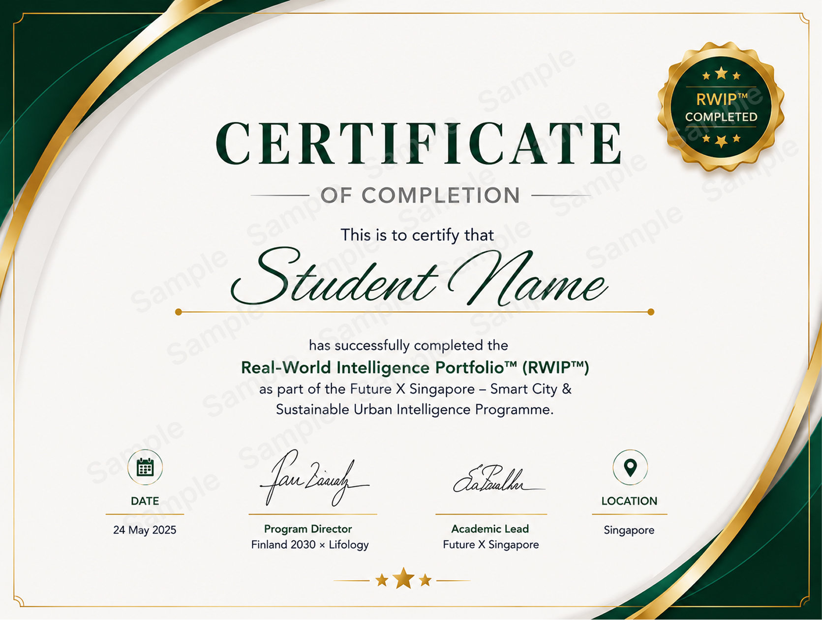 RWIP Presentation Award certificate