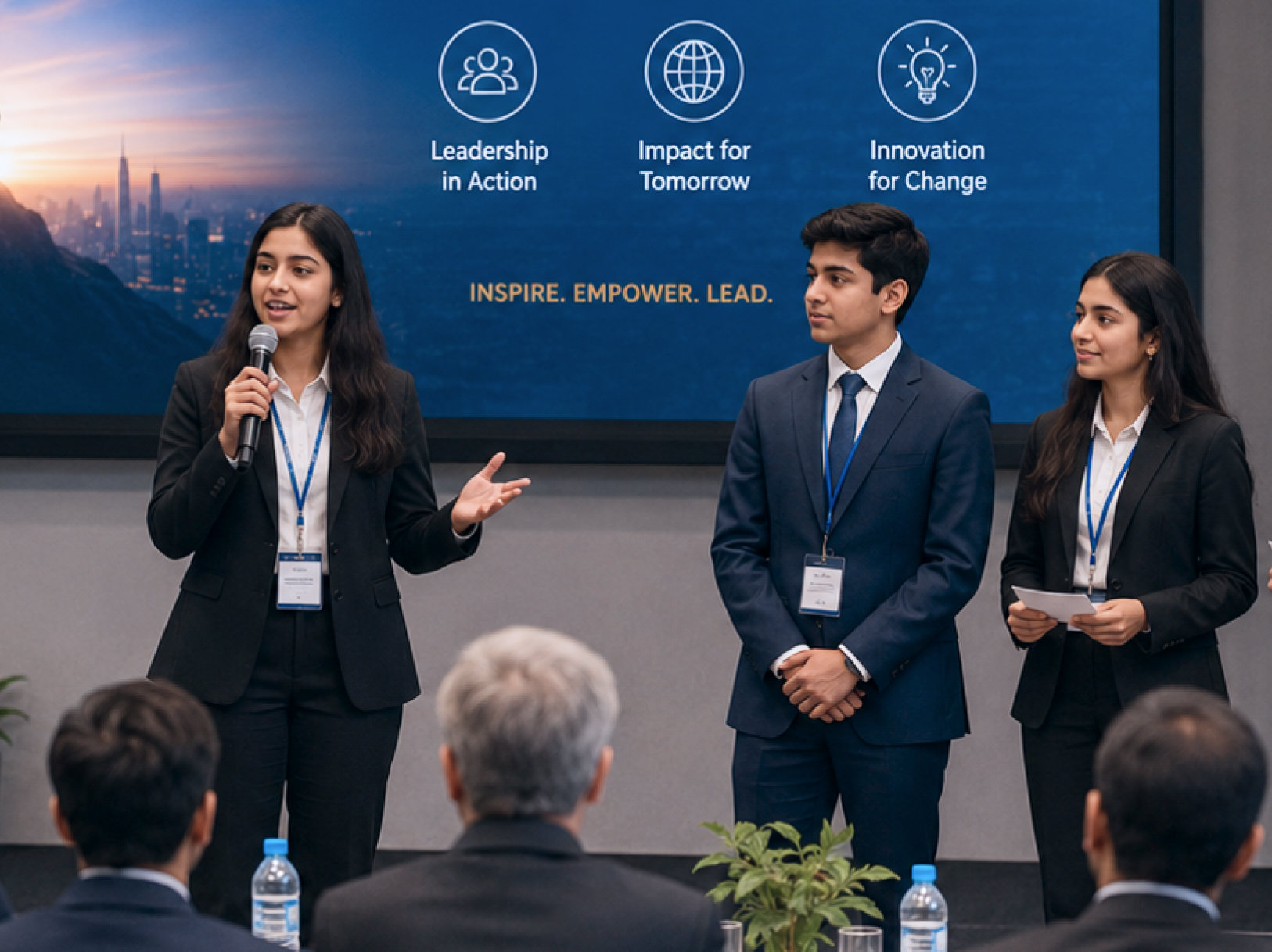 Students presenting at the Future Leadership Summit