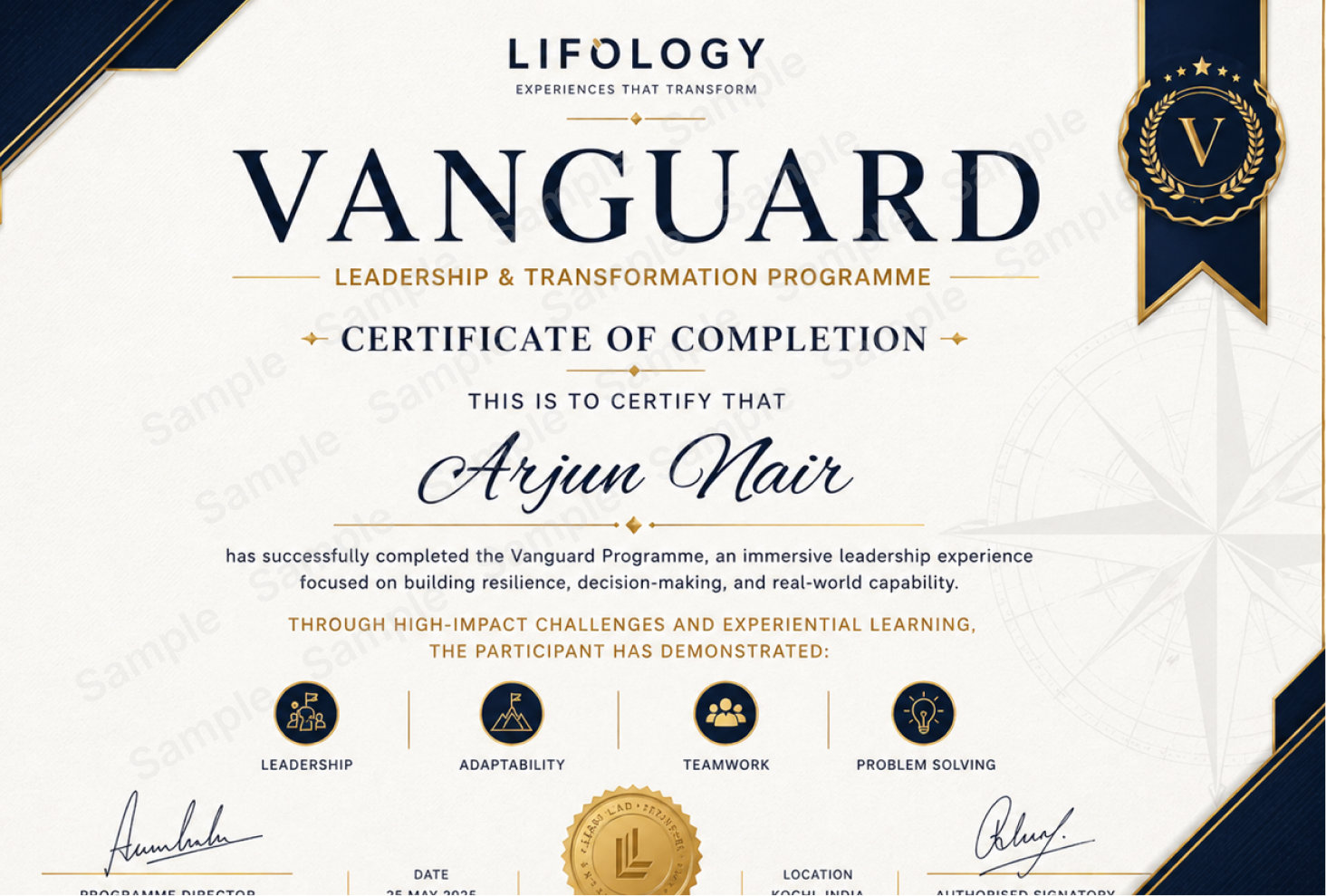 VANGUARD Leadership Profile certificate